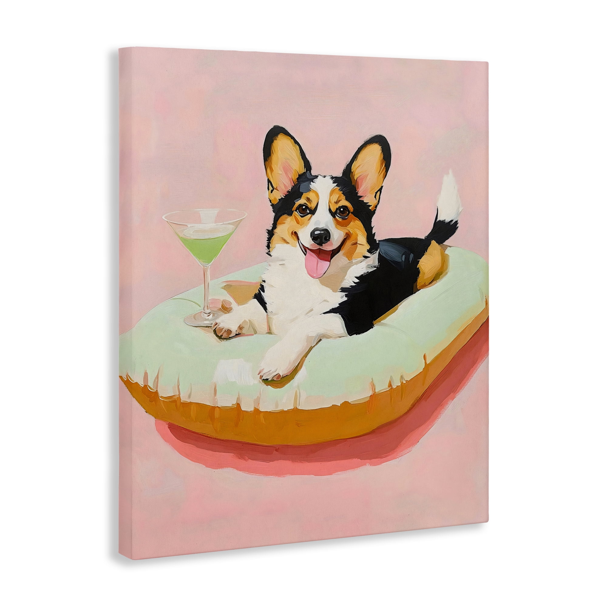 Stupell Industries Pastel Corgi with Cocktail Canvas Wall Art, design by The Prints Vibe
