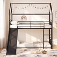 thumbnail image 2 of Gymax House Bunk Bed Frame w/ Metal Slats Reversible Ladder & Slide for Bedroom Black, 2 of 10