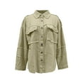 thumbnail image 4 of Niaviben Jean Jacket Women Long Denim Jacket Women Oversized Jean Jacket Shirts for Women Dressy Casual Crop Denim Jacket for Women Jacket Womens Shirts Dressy Casual Khaki L, 4 of 6