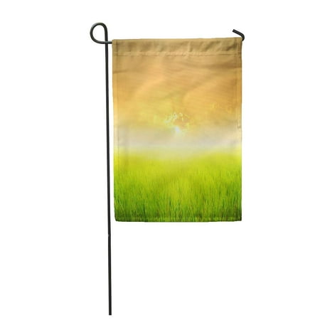 KDAGR Colorful Farm Green Rice Field and Sunset Orange Sunlight Cloudy Grass Spring Garden Flag Decorative Flag House Banner 12x18