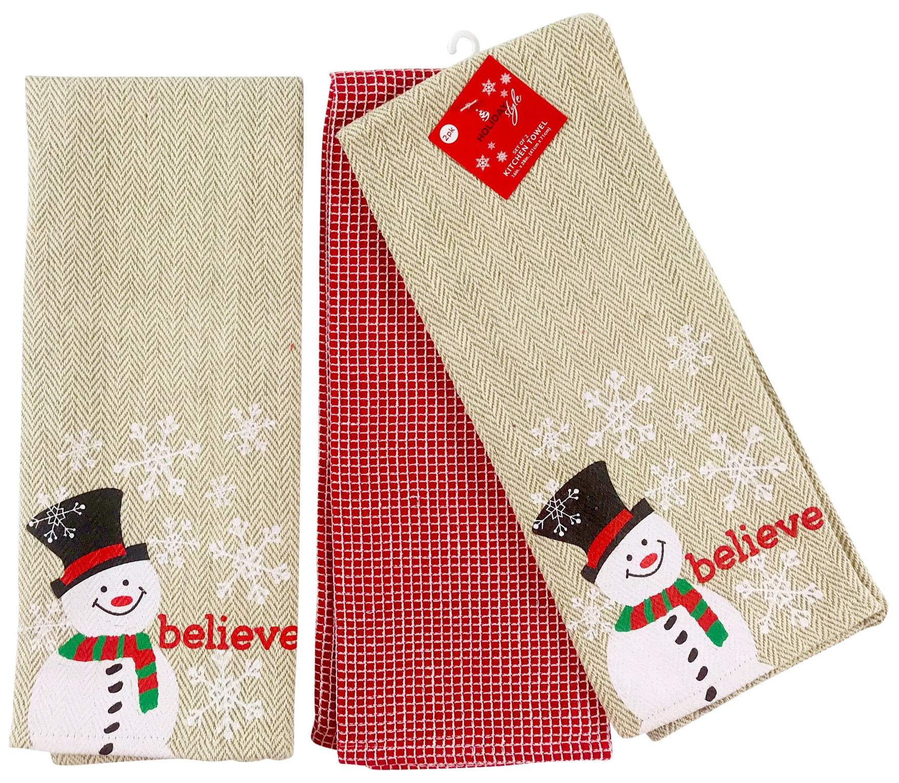 Christmas Holiday Snowman Kitchen Towels Set 3 Pc. Snowman and