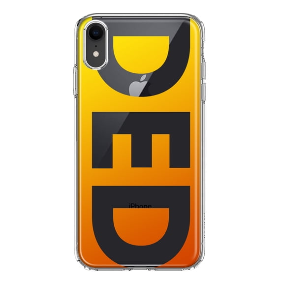 MUNDAZE Apple iPhone XR Shockproof Clear Hybrid Protective Phone Case Orange Yellow Clear Funny Text Quote Ded Cover
