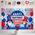thumbnail image 5 of Patriotic Themed Happy Birthday Banner with Uncle Sam Figures Fireworks Balloons and Stars Background for Independence Day Party Decorations Birthday Celebrations Photography Props Party Supplies, 5 of 8