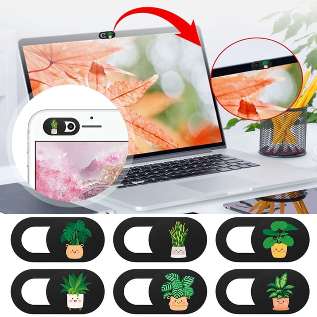 NARABB 6 Pack Webcam Cover Thin Camera Shield Slider Cover For Laptop PC Cell Phone Webcam Covers Potted Plant Decor