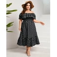 thumbnail image 3 of Yesfashion Women Plus Size Off Shoulder Maxi Dress Ruffle Flowy Casual Summer Boho Long Dresses, 3 of 8