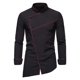 thumbnail image 2 of Camisa retro de manga larga con cuello alto y bloques de color para hombre - Poliéster, transpirable y casual, 2 of 8