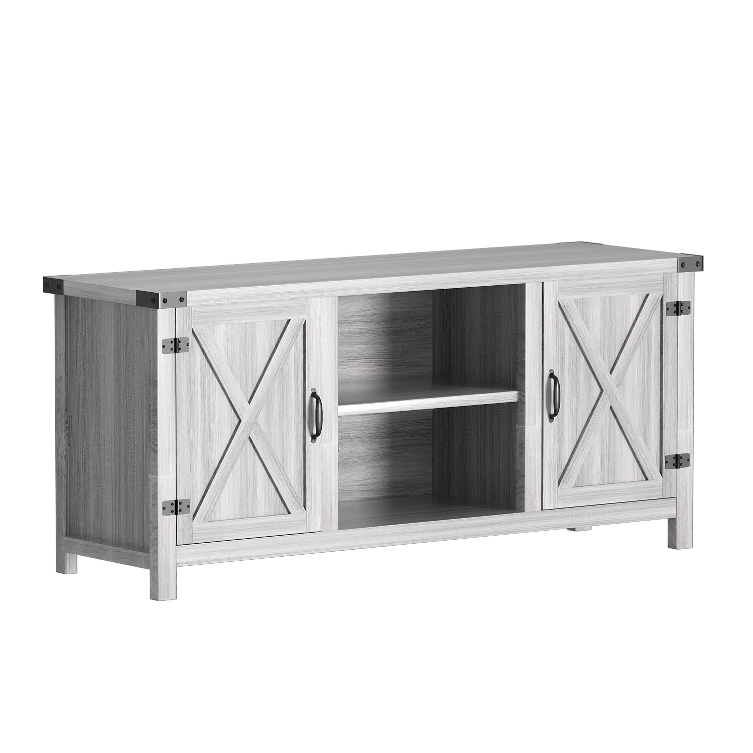 "Homall Entertainment Center, Wood Console Barn TwoDoor TV Stand for TVs up to 65"", Gray Wash, Modern & Rustic"  (图4)
