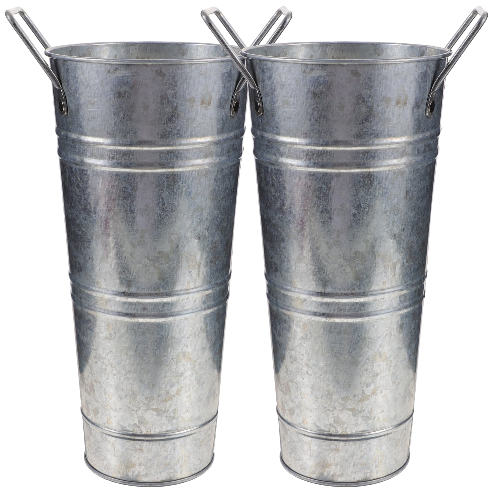 2pcs Flower Buckets Bulk Galvanized Metal Vase Bucket with Handles
