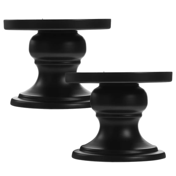 Stcellnmex 2 Pcs Black Metal Candle Holders Set Elegant Pillar Candle Stand for Table Decor