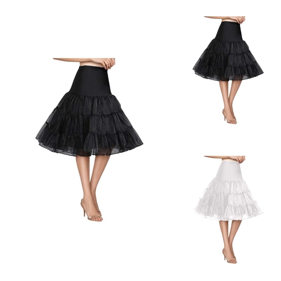 Layered Petticoat Underskirt, Four Tier Soft Tulle for Poofy Skirt Support, 1950s Vintage Knee Length Crinoline, Volume Enhancement for Dresses