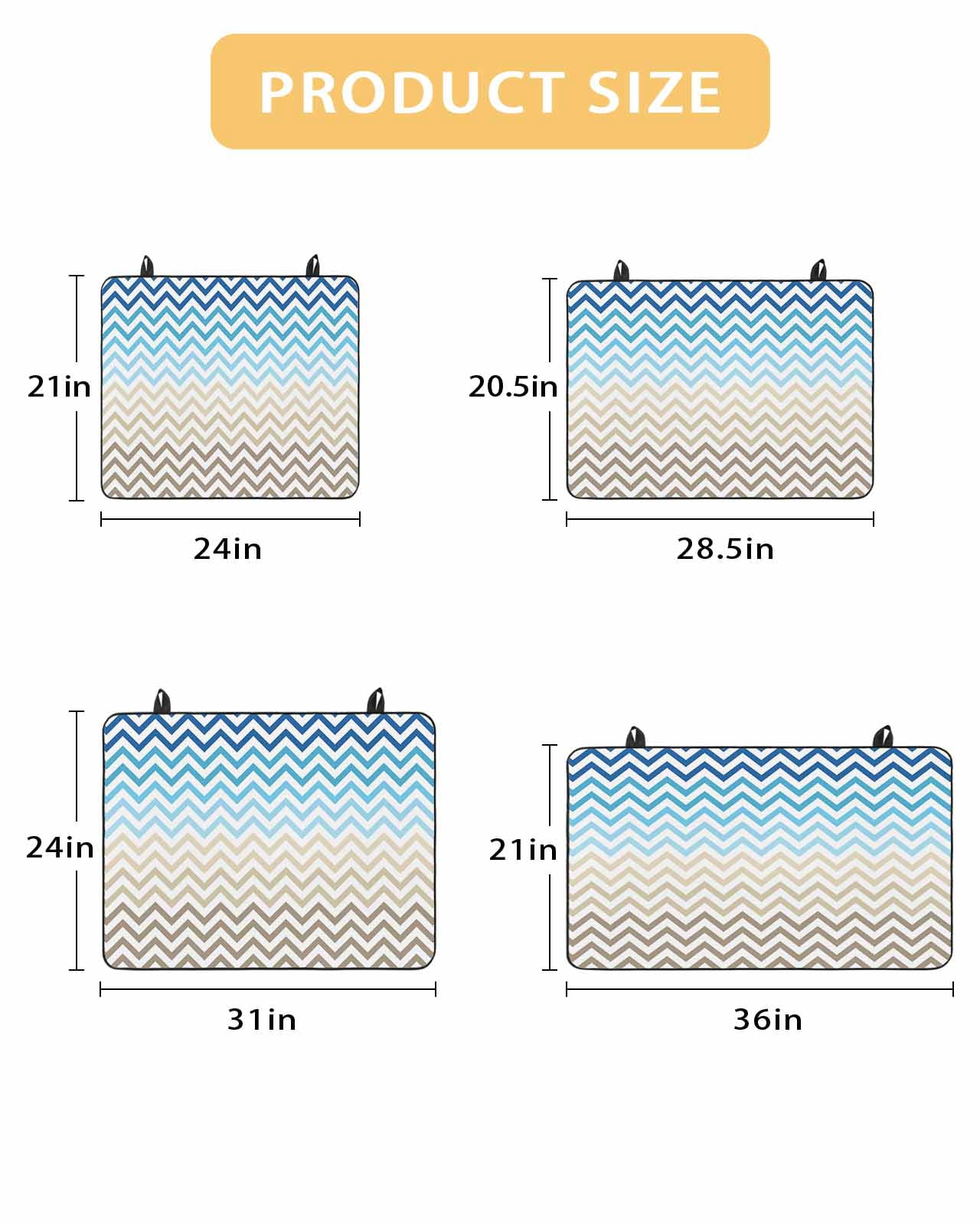 nqOlkjepod Large Induction Cooktop Protector Mat 36"x21", Blue Brown Stove Top Covers for Electric Stove, Modern Chevron Waves Khaki Geometric Stripes Stove Burner Cover Mats, Glass Top Stove Cover