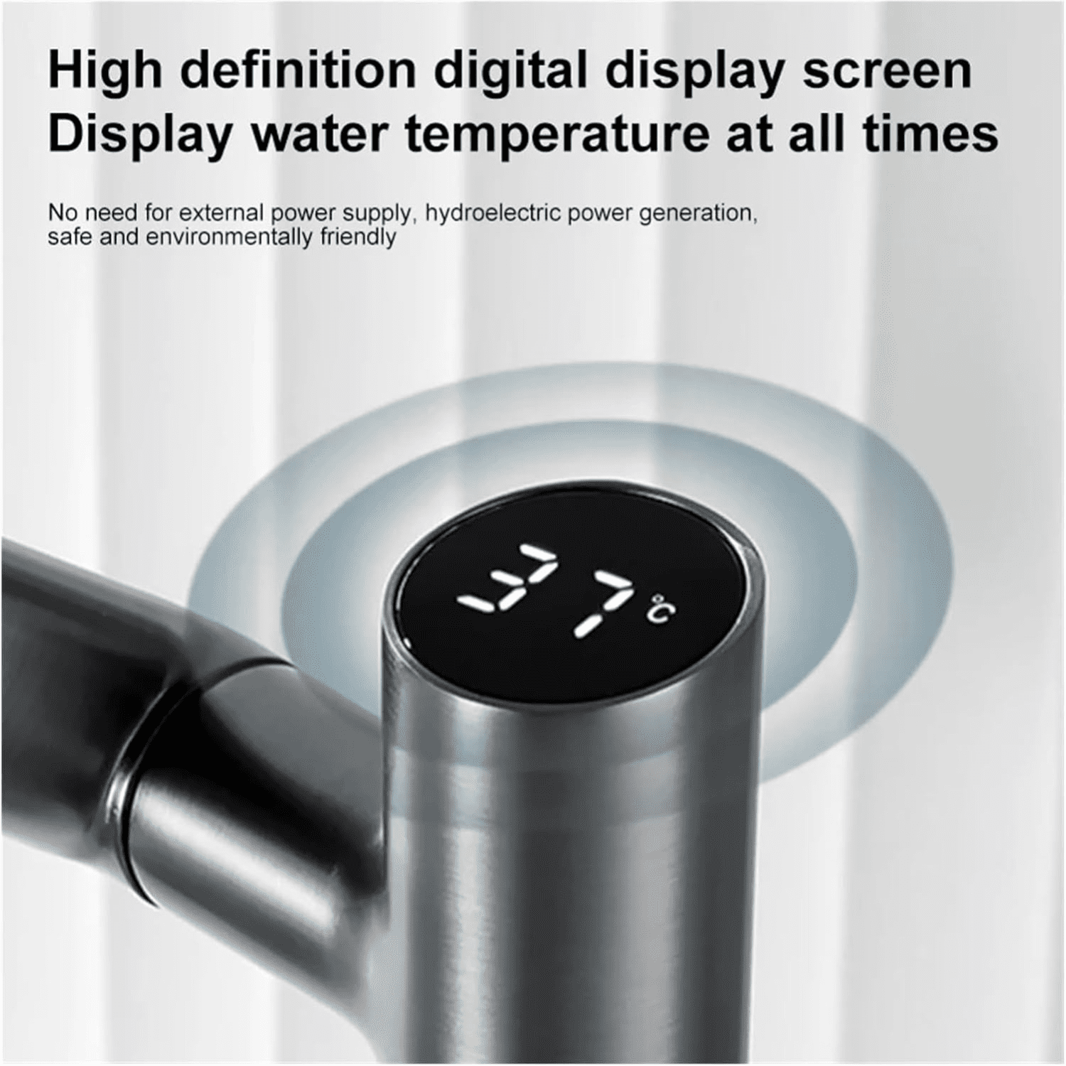 Bathroom Faucet with Digital LED Display: 1080° Swivel Spout & Temperature Sensor - Single Handle Vanity Faucet with Multifunction Spray - Easy Install Basin Faucet