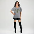 thumbnail image 3 of Women's Gameday Couture  Gray LA Galaxy Relaxed Iconic Edge Rhinestone V-Neck T-Shirt, 3 of 7
