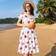 thumbnail image 4 of Balery Red Lips 1 Vestidos sueltos de manga corta para mujer, vestidos de verano 2025, vestidos casuales de corte A con vuelo., 4 of 6