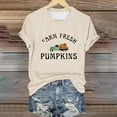 thumbnail image 2 of Womens Tops Fresh Pumpkins Fall Crew Neck Tee Funny Cute Graphic Short Sleeve Shirt Lightweight Breathable Blend Fabric L Sweaters For Women, 2 of 4