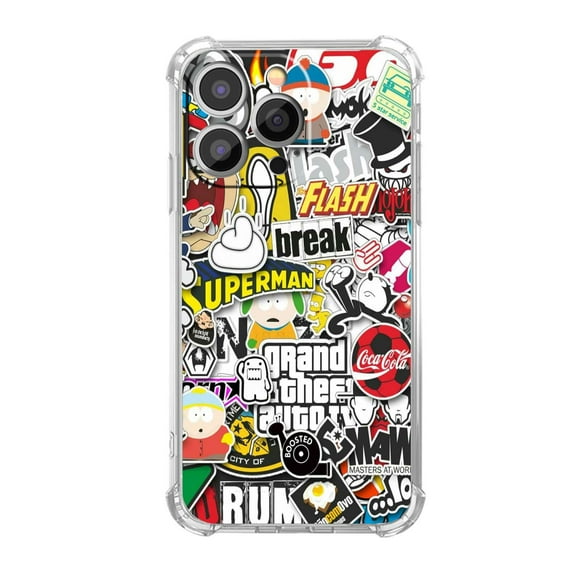 Pop Art Collage Case for iPhone 13 Pro,Aesthetic Art Design Pattern Soft Full TPU Bumper Cover