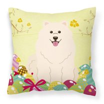 Carolines Treasures BB6030PW1818 Easter Eggs Samoyed Fabric Decorative Pillow