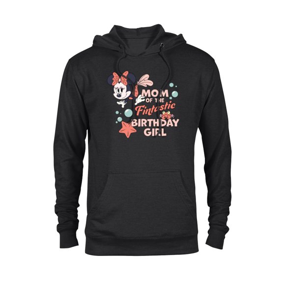 Disney Minnie Mouse Mermaid Mom of the Birthday Girl - Pullover Hoodie for Adults - Customized-Black