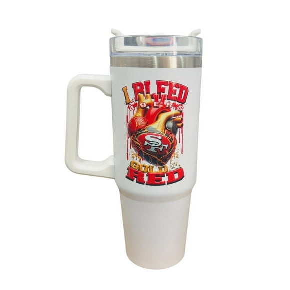Termo de acero inoxidable Fartmex color blanco NFL 49´S San Francisco 887 mililitros