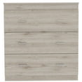 thumbnail image 3 of Modern 3 Drawer Dresser, Double Chest of Drawers with Storage, Clothing Organizer with Cut-Out Handle, Dresser Chest, Wood Storage Cabinet for Living Room, Bedroom, Hallway, Gray, 3 of 7
