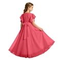 thumbnail image 4 of HAYIMI Child Chiffon Dress For Girls Summer Party Wear Soft Flowy Toddler Formal Evening O-Neck Flutter Sleeve Cute Dresses, 4 of 5