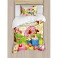 thumbnail image 3 of Modern Queen Size Duvet Cover Set, Yummy Donuts Sweet Land Cupcakes Ice Cream Cotton Candy Clouds Kids Nursery Design, Decorative 3 Piece Bedding Set with 2 Pillow Shams, Multicolor, by Ambesonne, 3 of 3