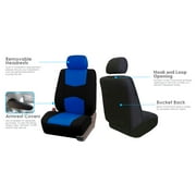 FH Group Cloth Car Seat Covers, Universal Fit Solid Back Seat Cover Full Set Blue FB050114BLUE-ST