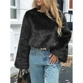 thumbnail image 6 of Women's Cropped Faux Fur Jacket Fashion Long Sleeve Casual Short Coat with Zipper, 6 of 8
