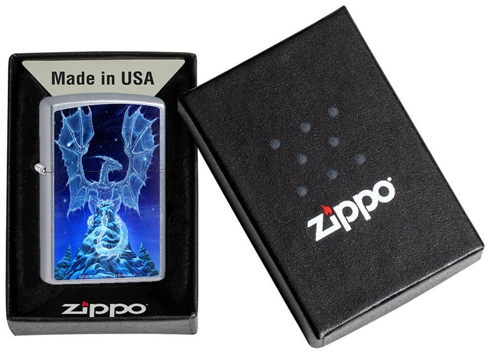 Ed Beard Jr Winter Spirit Dragon Street Chrome Zippo Lighter