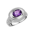 thumbnail image 4 of RYLOS Rings for Women Sterling Silver Ring Classic 9X7MM Oval Gemstone & Diamonds February Amethyst Jewelry Size 5, 4 of 8