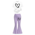 thumbnail image 4 of 2 Piece Sets for Girls Short Sleeve Heart T-Shirt Top and Flared Pants Set Girls Spring Clothes Girls 9-10 Years Outfits, 4 of 4
