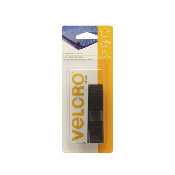 Attaches autocollantes VELCRO® Brand en noir pour tissu 24 x ¾ po (60,9 cm x 1,9 cm)