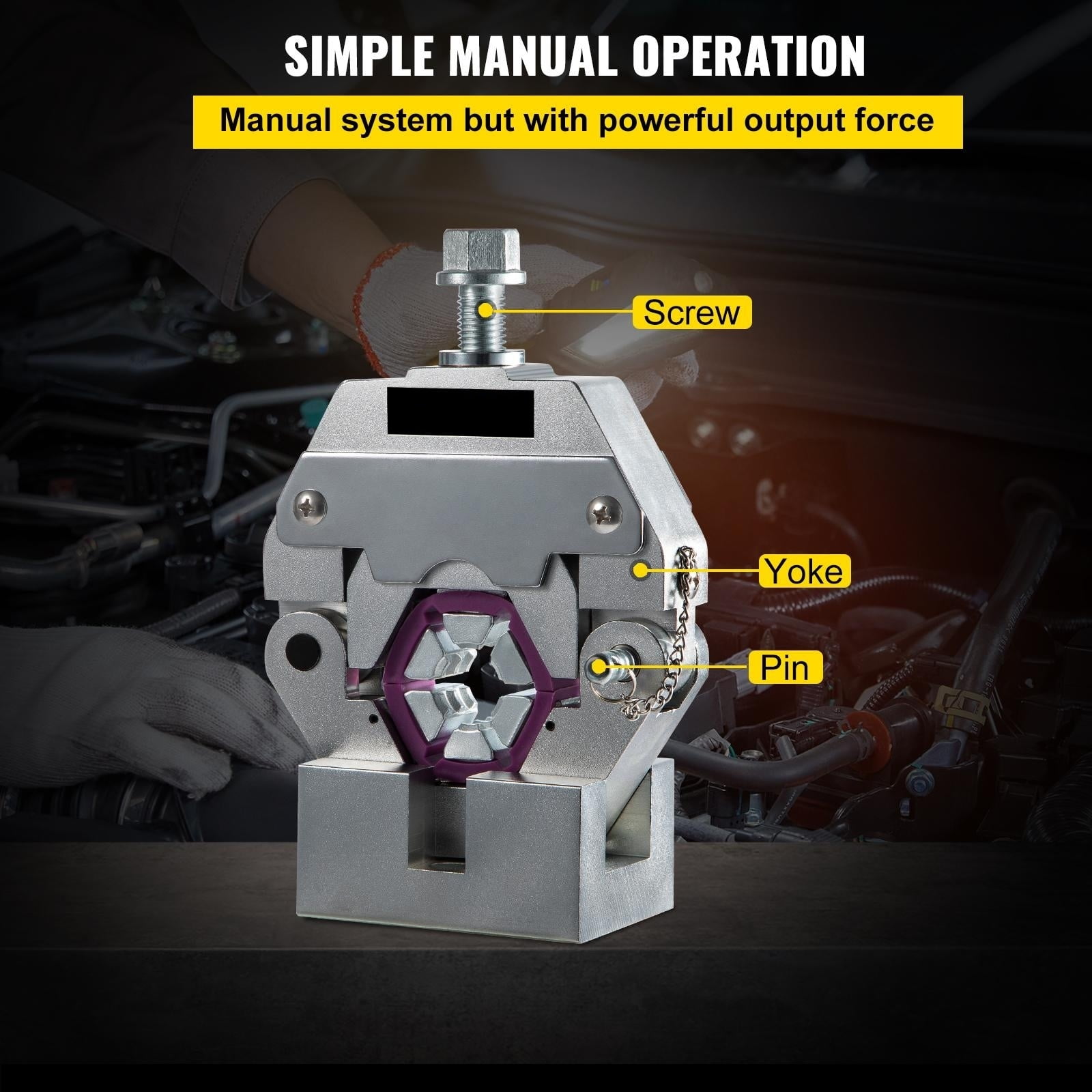 VEVOR Manually Operated AC Hose Crimper Hydra-Krimp 71550 Manual AC Hose Crimper Kit Air Conditioning Repair Handheld AC Hose Crimping Tool with 4 Dies