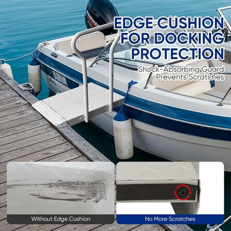 Boat Boarding Platform with Handrail, Foldable Dock Step with Anti-Slip Surface, Rust-Resistant Iron Ramp for Lake Access