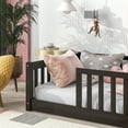 thumbnail image 3 of Miniyam Toddler Twin Contemporary Wood Toddler Bed with Guardrails, Espresso, 3 of 7