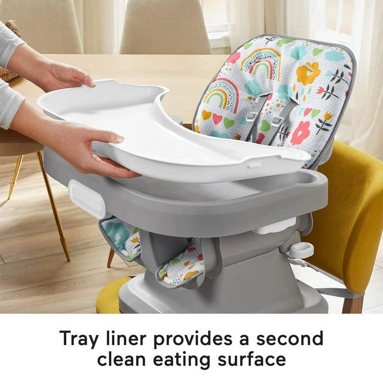 Fisher Price SpaceSaver High Chair Toddler Booster Seat Baby Saver with Deep Dish Wraparound Tray Walmart