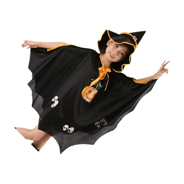 yingyy Costume de Citrouille pour Jeu de Rôle, Ensemble de Cape et Chapeau pour Enfants, Performance de Jeu de Rôle Sorcière