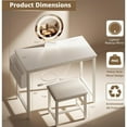 thumbnail image 5 of JEZWX Small White Vanity Desk with Mirror, Lights & Chair, 5 of 8
