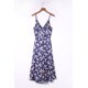 thumbnail image 2 of ABPHQTO Vestido largo de mujer con nudo en el busto y estampado floral azul con abertura, 2 of 5