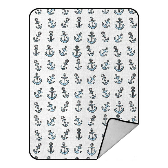 YUSDECOR Lighthouse Anchor White Sketch Blanket Crystal Velvet Throw Bed Blanket 58x80 inches