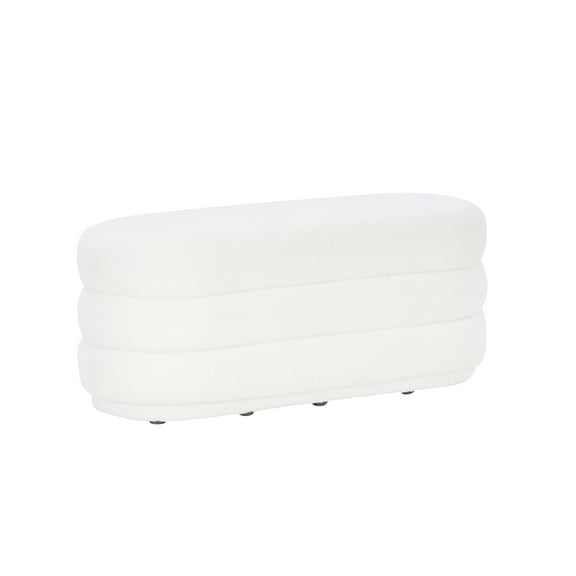 Linon Jacoby Oblong Ottoman, White Sherpa