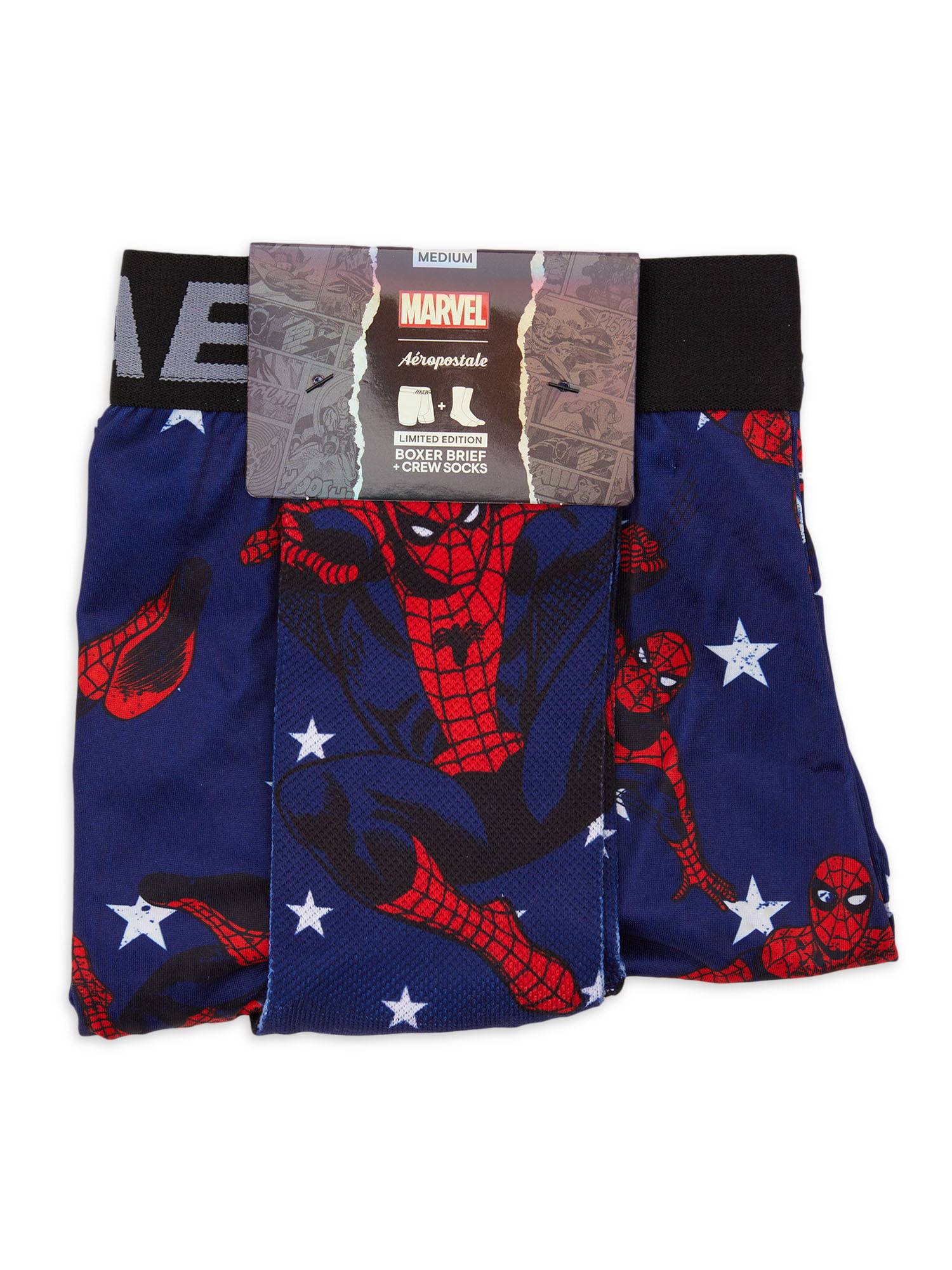 Aeropostale Men's Spider-Man Boxer Briefs and Socks Set, 2-Piece 