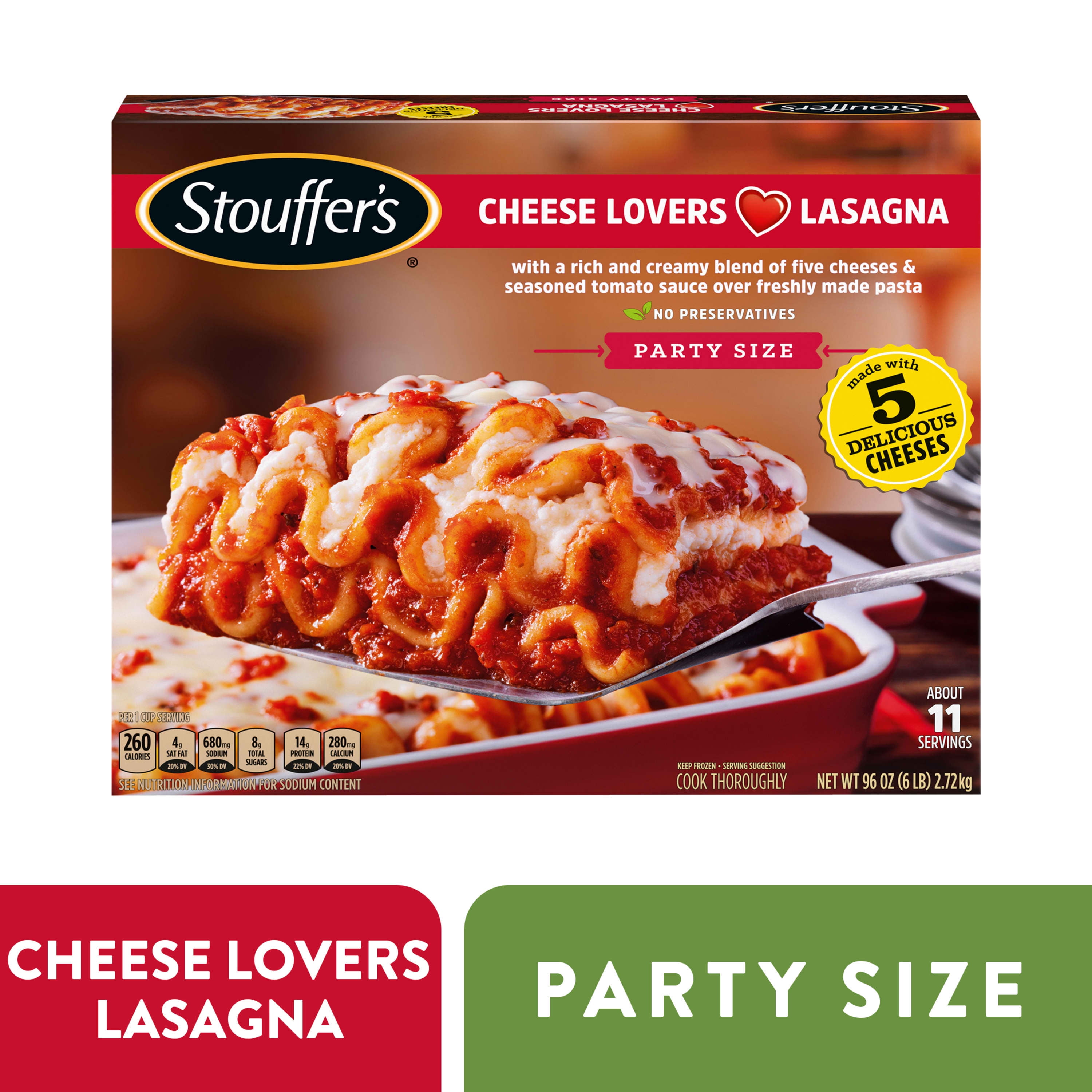 Stouffer's Cheese Lovers Lasagna Party Size Meal, 96 oz (Frozen)