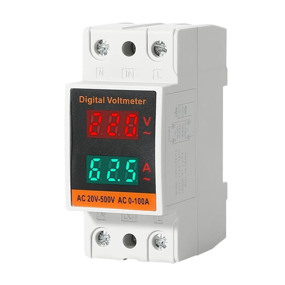 Dual Display Ac Voltage & Current Meter: Easy Install, Accurate, Compact!
