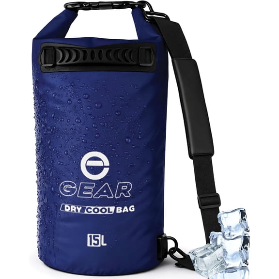 Insulated Floating Dry Bag Cooler 15 Liter Roll Top Leak Proof Waterproof Collapsible with Padded Shoulder Strap