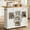 White, variant on Rolling Kitchen Island Cart with Storage, Foldable Drop Leaf Top, 2 Glass-Door Cabinets, 2 Large Drawers, Spice Rack & Towel Bar, Mobile Kitchen Cart on Lockable Wheels, Black