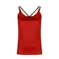 thumbnail image 3 of OGLCCG V Neck Tank Tops for Women Loose Fit Silk Satin Spaghetti Strap Camisole Soft Summer Casual Sleeveless Tunic Shirts,L,Red, 3 of 7