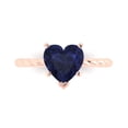 thumbnail image 2 of 2 cttw Simulated Blue Sapphire 14K Rose Gold Engagement Ring for Women - 8.0mm Heart Cut - Solitaire Solid Gold, 2 of 7