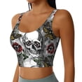 thumbnail image 2 of Fuzoiu Skulls Roses Print Women's Sports Vest,U-Back Sports Tank,Gym Vests,Athletic Sleeveless Shirts,Exercise Undershirts,Yoga, Gym, and Dance Wear-Large, 2 of 8