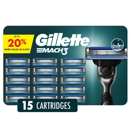 Gillette Mach3 Razor Blade Refills for Men, 15 Count